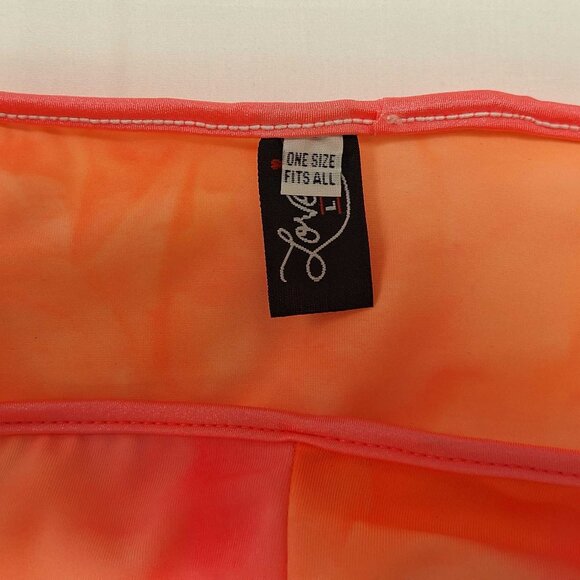 Lovers Lane Tie-Dye Bandeau Tube Top One Size Pink Orange Stretch Strapless NWT - Picture 4 of 4